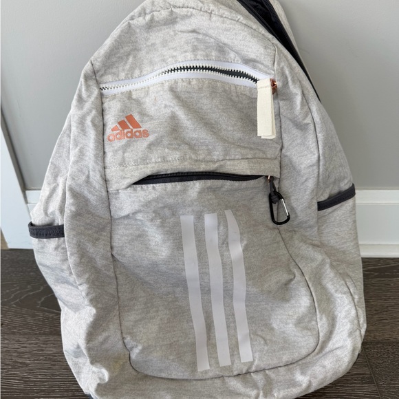 adidas Handbags - Adidas Light Gray Backpack with White Stripes